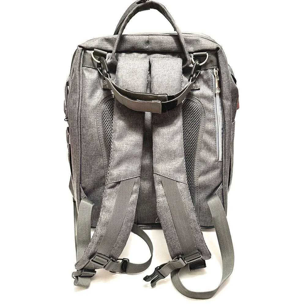 Baby Diaper Bag Backpack Changing Station Waterproof Lots of Compartments Grey
